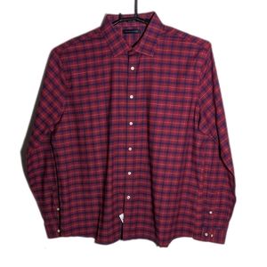 Tommy Hilfiger Men's 2XL Plaid Button Up Shirt Slim Fit - Stretch Long Sleeve